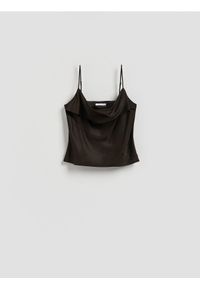 Reserved - Top z wiskozy - ciemnobrązowy. Kolor: brązowy. Materiał: wiskoza #1