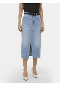 Vero Moda Spódnica jeansowa Veri 10295731 Niebieski Regular Fit. Kolor: niebieski. Materiał: bawełna