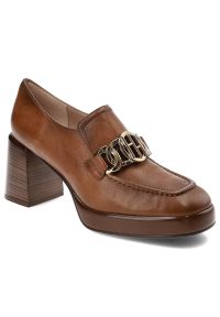 Brązowe Półbuty Hispanitas Damskie Eleganckie Obuwie. Okazja: do pracy. Kolor: brązowy. Materiał: skóra. Obcas: na obcasie. Styl: elegancki. Wysokość obcasa: średni