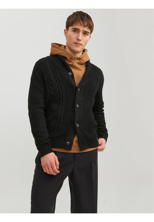 Jack & Jones - Jack&Jones Kardigan 12236318 Czarny Regular Fit. Kolor: czarny. Materiał: syntetyk