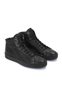 Kazar - Czarne sneakersy męskie. Kolor: czarny. Materiał: skóra. Szerokość cholewki: normalna #3