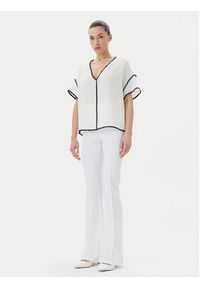 ICONA Bluzka RP5LE004 Biały Relaxed Fit. Kolor: biały. Materiał: len #5