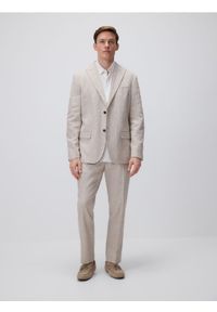 Reserved - Marynarka regular fit z lnem - beżowy. Kolor: beżowy. Materiał: len