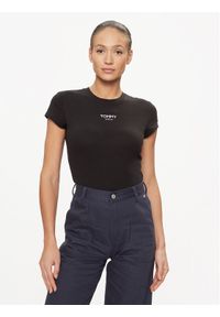 Tommy Jeans T-Shirt Bby Essential Logo DW0DW16435 Czarny Slim Fit. Kolor: czarny. Materiał: bawełna, syntetyk