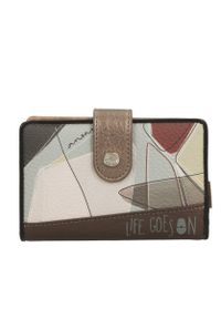 Portfel damski Anekke, z dekoracyjnym nadrukiem i metalowym logo zamykany na klapę wyposażony w przegrody na banknoty kieszeń na monety oraz liczne m. Kolor: brązowy. Wzór: nadruk #2