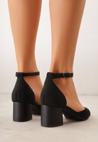 Renee - Czarne Czółenka ze Sportowej Tkaniny VICES na Słupku z Paskiem przy Kostce Loraira. Zapięcie: pasek. Kolor: czarny. Materiał: tkanina. Obcas: na słupku. Styl: sportowy #5