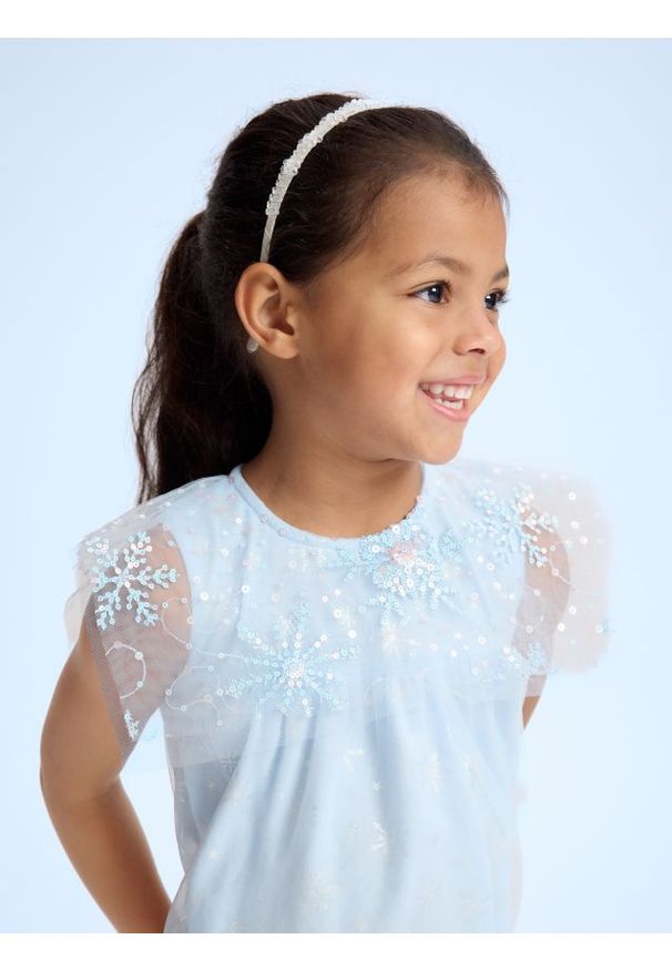 Reserved - Tiulowa sukienka z cekinami - jasnoniebieski. Kolor: niebieski. Materiał: tiul