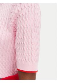 TOMMY HILFIGER - Tommy Hilfiger Sweter Fine Gg Cable Boat WW0WW50103 Różowy jasny Regular Fit. Kolor: różowy. Materiał: bawełna #5