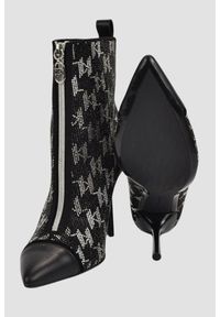 Karl Lagerfeld - KARL LAGERFELD Czarne skórzane botki na szpilce Ankle Boot Monogram, Rozmiar 37. Kolor: czarny. Materiał: skóra. Obcas: na szpilce