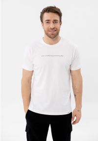 Volcano - Bawełniany t-shirt, Comfort Fit, T-KLIR. Materiał: bawełna. Długość rękawa: krótki rękaw. Długość: krótkie. Wzór: geometria, nadruk, napisy #1