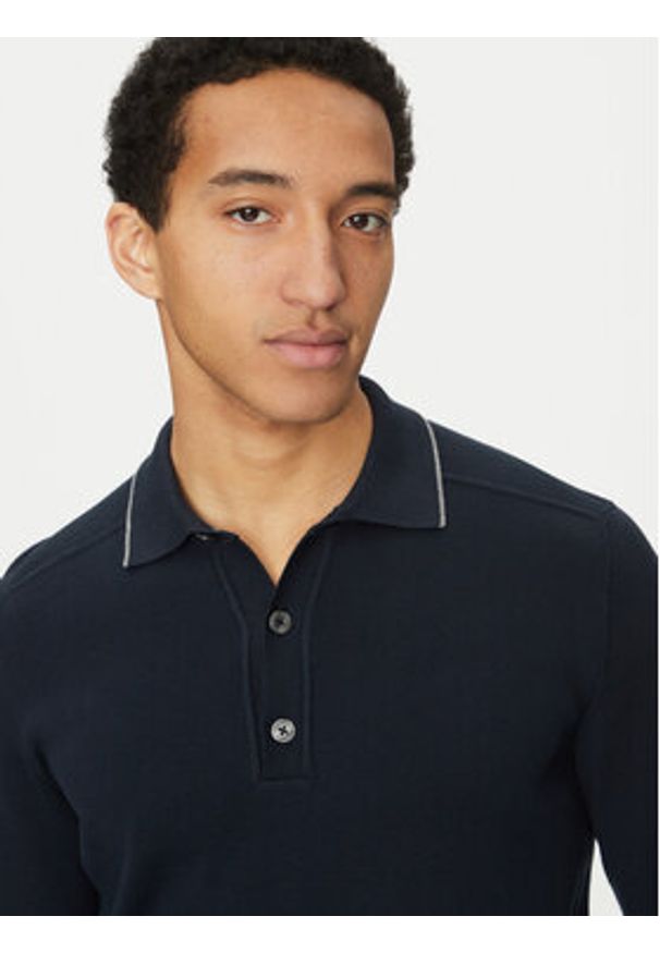 Marc O'Polo Sweter 520 5016 60006 Granatowy Regular Fit. Typ kołnierza: polo. Kolor: niebieski. Materiał: bawełna