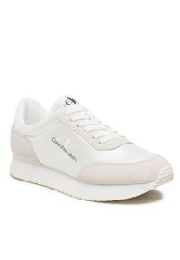 Sneakersy Calvin Klein Jeans Retro Runner Low Laceup Ny Pearl YW0YW01056 Bright White YBR. Kolor: biały. Materiał: skóra