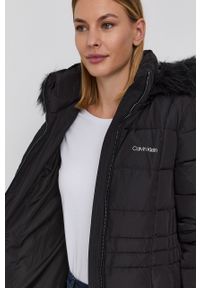 Calvin Klein Kurtka damska kolor czarny zimowa. Kolor: czarny. Materiał: futro. Sezon: zima #3