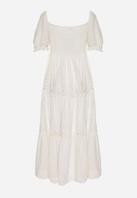 Born2be - Biała Bawełniana Sukienka z Haftowanym Wzorem Iffanella. Okazja: na spacer, na co dzień. Kolor: biały. Materiał: bawełna. Wzór: haft. Sezon: lato. Styl: casual, elegancki #7