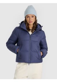4f - 4F Kurtka puchowa z wypełnieniem naturalnym damska - granatowa XL. Okazja: na co dzień. Kolor: niebieski. Materiał: puch. Sezon: zima. Styl: casual #1