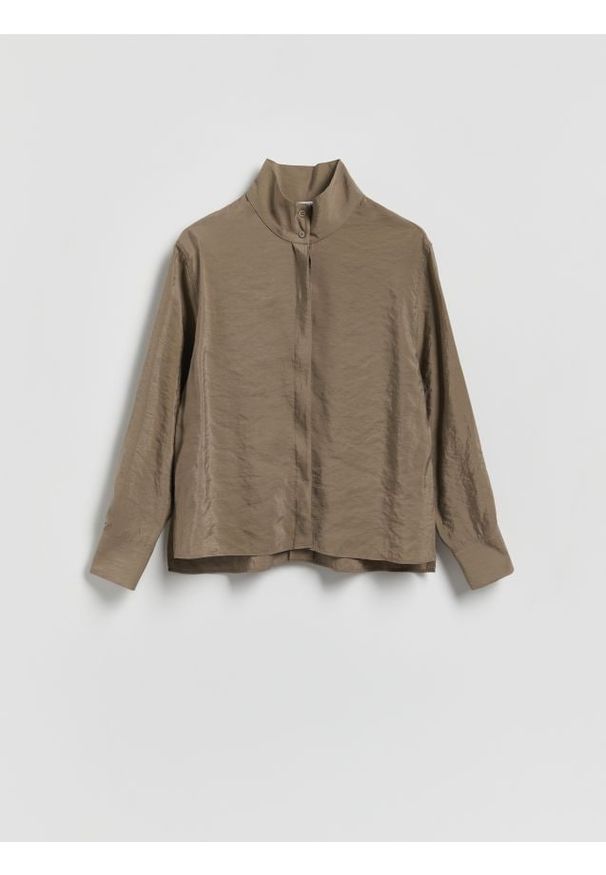 Reserved - Koszula z modalem - szary. Kolor: szary. Materiał: tkanina