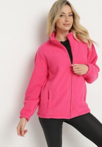 Born2be - Fuksjowy Klasyczny Polar ze Ściągaczami przy Rękawach Paradi. Okazja: na spacer, na co dzień. Kolor: różowy. Materiał: polar. Długość rękawa: długi rękaw. Długość: długie. Styl: klasyczny #2