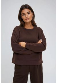 MOODO - Bluza oversize brązowa. Kolor: brązowy. Materiał: poliester, bawełna