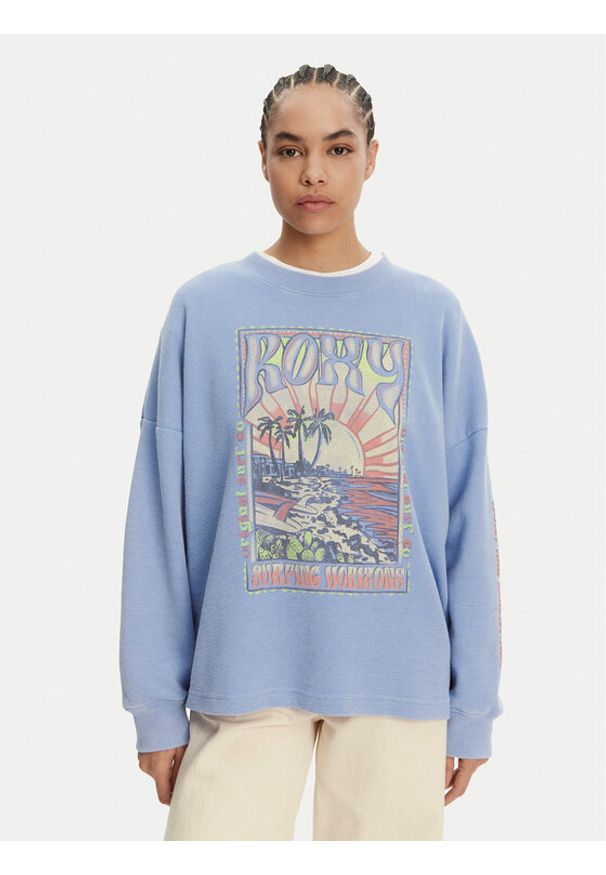 Roxy Bluza ERJKT04276 Niebieski Relaxed Fit. Kolor: niebieski. Materiał: bawełna, syntetyk