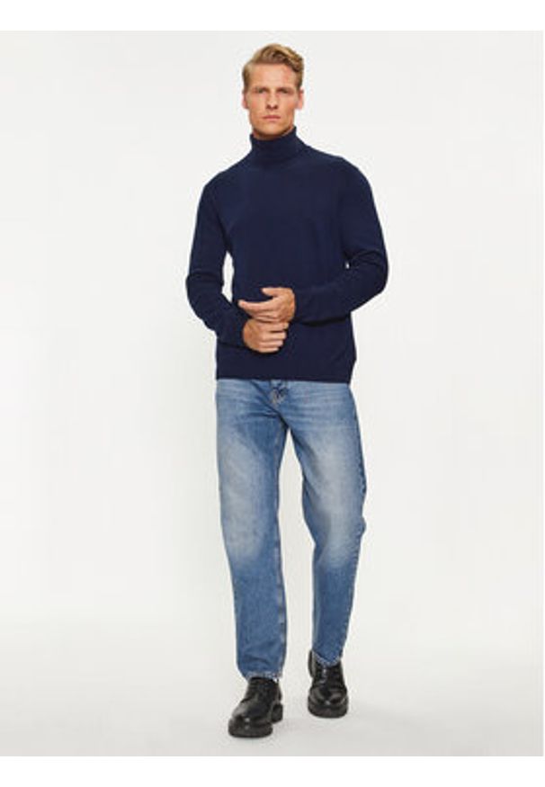 United Colors of Benetton - United Colors Of Benetton Golf 1002U2180 Granatowy Regular Fit. Typ kołnierza: golf. Kolor: niebieski. Materiał: wełna