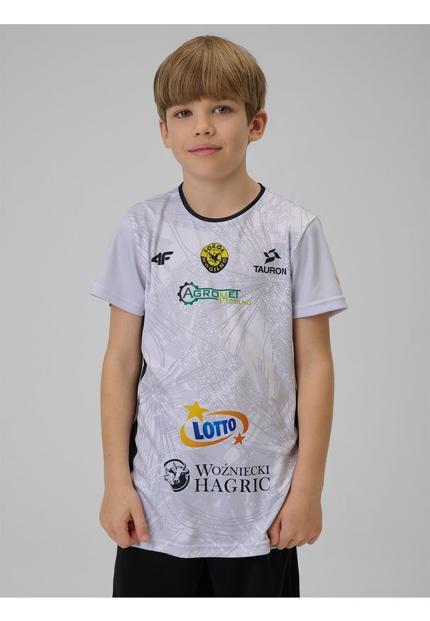 4f - 4F Koszulka meczowa replika domowa z sezonu 2025/26 dziecięca 4F x Sokół & Hagric Mogilno - czarna 98/104. Okazja: do domu. Kolor: czarny. Materiał: materiał. Wzór: nadruk. Sezon: lato