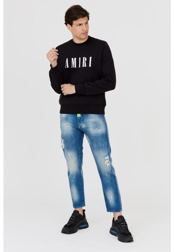 Amiri - AMIRI Czarna bluza męska z dużym białym logo. Kolor: czarny