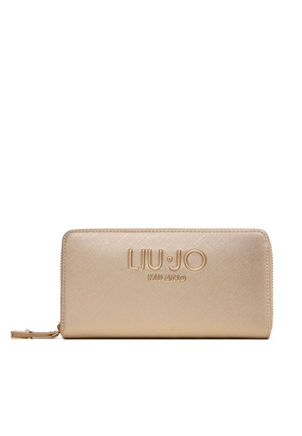 Liu Jo Duży Portfel Damski Ecs Xl Zip Around AF5170 E0087 Złoty. Kolor: złoty. Materiał: skóra