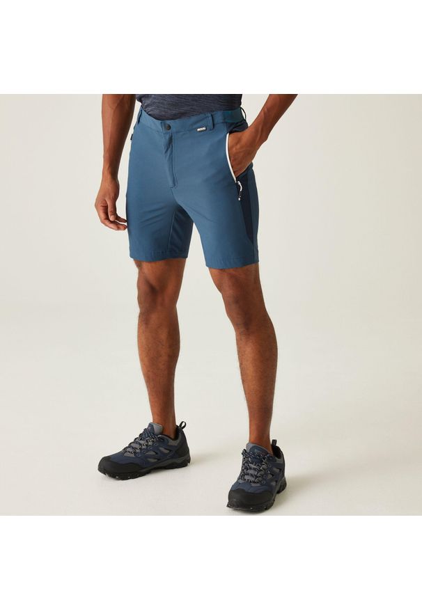 Regatta - Spodenki Mountain Shorts II. Kolor: niebieski. Materiał: poliamid, elastan