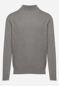 Born2be - Szary Sweter Półgolf z Bawełną Ozdobiony Ściągaczami Zolila. Okazja: na co dzień, na spotkanie biznesowe. Kolor: szary. Materiał: bawełna. Długość rękawa: długi rękaw. Długość: długie. Wzór: aplikacja. Styl: casual, biznesowy, klasyczny #2