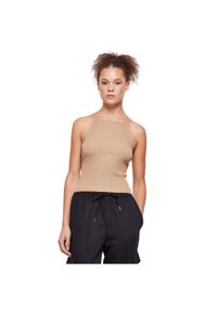 Damski dzianinowy cross-back tank top Urban Classics Rib. Okazja: na co dzień. Kolor: beżowy. Materiał: dzianina. Styl: casual, sportowy #1