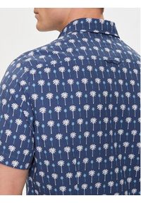 TOMMY HILFIGER - Tommy Hilfiger Koszula Mini Palm Print MW0MW34582 Granatowy Slim Fit. Kolor: niebieski. Materiał: bawełna. Wzór: nadruk