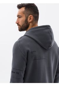 Ombre Clothing - Bluza męska rozpinana hoodie z nadrukami - grafitowa V1 B1423 - XXL. Kolor: szary. Materiał: elastan, bawełna, poliester. Wzór: nadruk