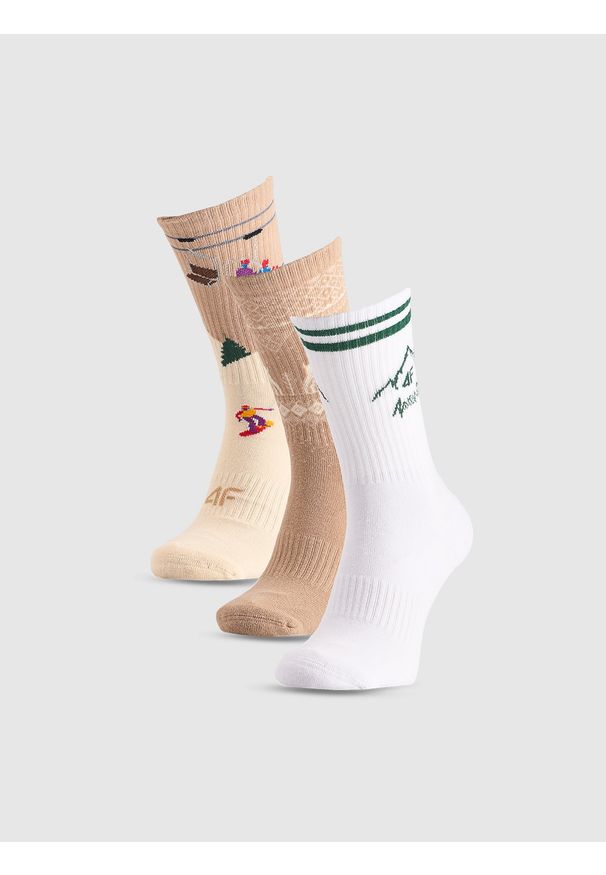 4f - 4F Skarpetki casual za kostkę (3-pack) damskie - multikolor 39-42. Kolor: wielokolorowy. Materiał: bawełna, dzianina
