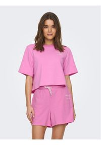 only - ONLY Bluza 15293691 Różowy Regular Fit. Kolor: różowy. Materiał: bawełna