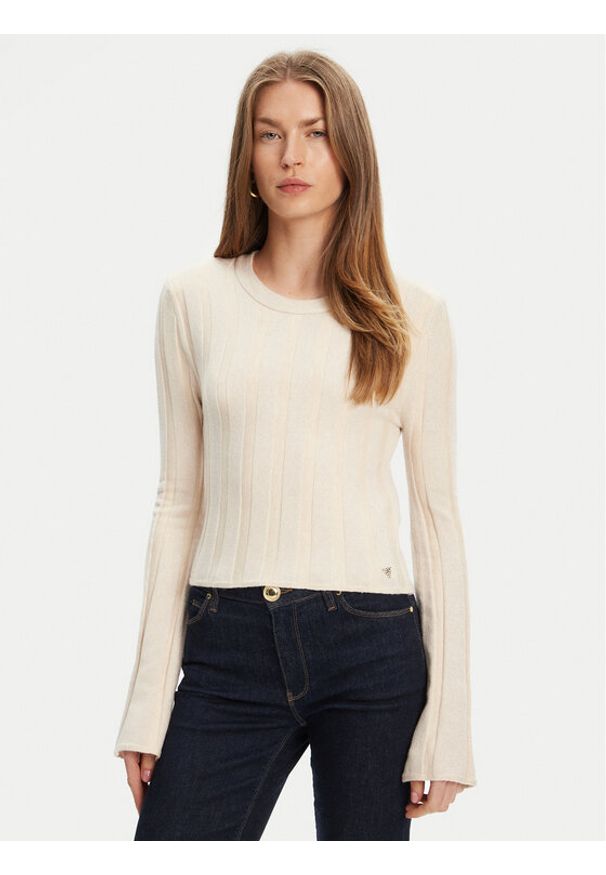 Guess Sweter W5YR13 Z3OT0 Beżowy Regular Fit. Kolor: beżowy. Materiał: syntetyk