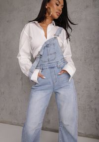 Renee - Niebieskie Jeansy Ogrodniczki z Nogawką Balloon z Bawełną Vimalliene. Okazja: na co dzień. Stan: podwyższony. Kolor: niebieski. Styl: casual, elegancki #1