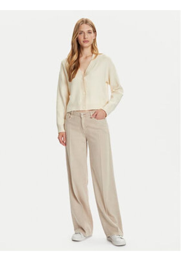 Vero Moda Kardigan Gold Art 10332210 Beżowy Regular Fit. Kolor: beżowy. Materiał: syntetyk