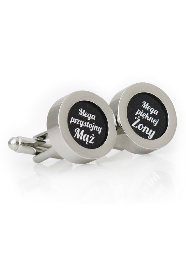 Modini - Spinki do mankietów - mega przystojny MĄŻ mega pięknej ŻONY U203B. Wzór: napisy