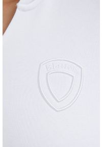 Blauer bluza damska kolor biały z kapturem z aplikacją. Typ kołnierza: kaptur. Kolor: biały. Wzór: aplikacja #3