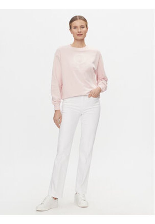 TOMMY HILFIGER - Tommy Hilfiger Bluza Flag Script WW0WW41758 Różowy Regular Fit. Kolor: różowy. Materiał: bawełna