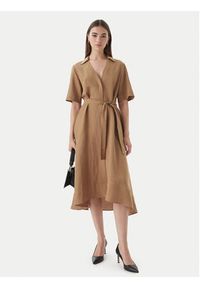 Marella Sukienka koszulowa Detto 2615221082 Brązowy Regular Fit. Kolor: brązowy. Materiał: wiskoza. Typ sukienki: koszulowe #4