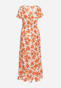 Born2be - Pomarańczowa Wiskozowa Sukienka o Rozkloszowanym Kroju z Gumką w Talii i Materiałowym Paskiem Vikletta. Kolor: pomarańczowy. Materiał: wiskoza, materiał. Długość rękawa: krótki rękaw. Typ sukienki: rozkloszowane. Styl: elegancki #5