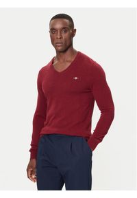 GANT - Gant Sweter 8050274 Czerwony Regular Fit. Kolor: czerwony. Materiał: wełna