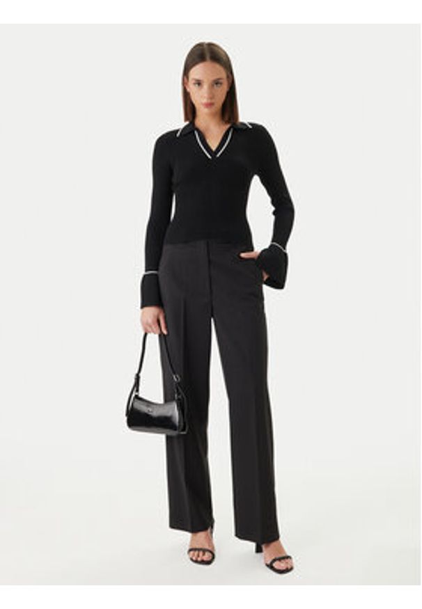 Hugo - HUGO Sweter Samur 50554077 Czarny Slim Fit. Kolor: czarny. Materiał: wiskoza