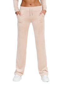 Juicy Couture - JUICY COUTURE Beżowe spodnie Del Ray Pocket. Kolor: beżowy. Materiał: dresówka #3