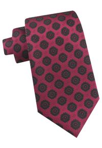 Krawat Męski - Angelo di Monti - Ciemna Malina w Duże Grochy. Kolor: czerwony. Materiał: tkanina. Wzór: grochy. Styl: elegancki, wizytowy
