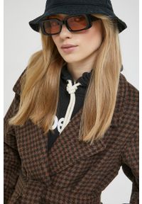 Abercrombie & Fitch płaszcz z domieszką wełny kolor brązowy przejściowy oversize. Kolor: brązowy. Materiał: wełna. Styl: klasyczny #3