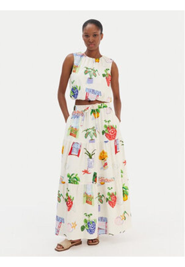 Seafolly Bluzka La Boca 55646-TO Écru Regular Fit. Kolor: kremowy. Materiał: bawełna