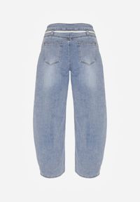 Born2be - Niebieskie Jeansy Balloon z Regularnym Stanem i Ozdobnym Wiązaniem Rislyn. Okazja: na co dzień. Kolor: niebieski. Styl: klasyczny, casual #7