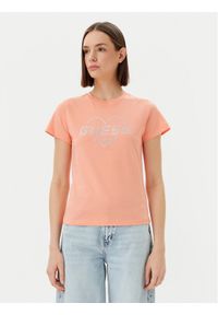 Guess T-Shirt V5GI10 K9RM1 Pomarańczowy Regular Fit. Kolor: pomarańczowy. Materiał: bawełna